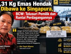 11,31 Kg Emas Hendak Dibawa ke Singapura, BCW Minta Telusuri Siapa Pemiliknya